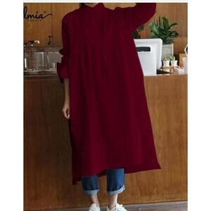 Celmia Collection Women's Loose Midi Dress LS Casual Shirt Dress XL NEW #C